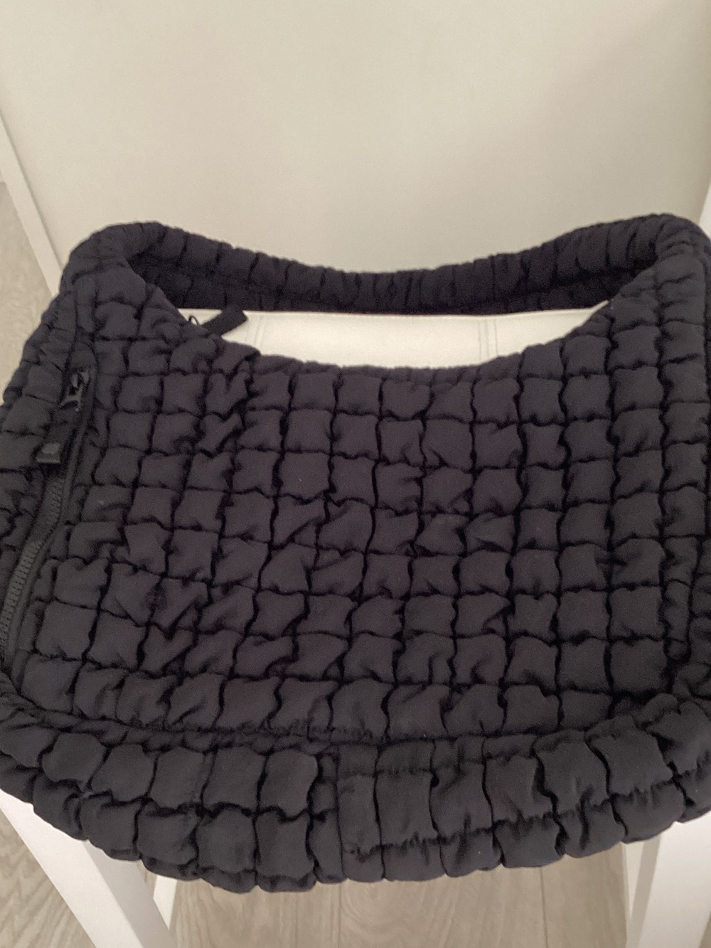 Quilted Padded Black Shoulder Bag